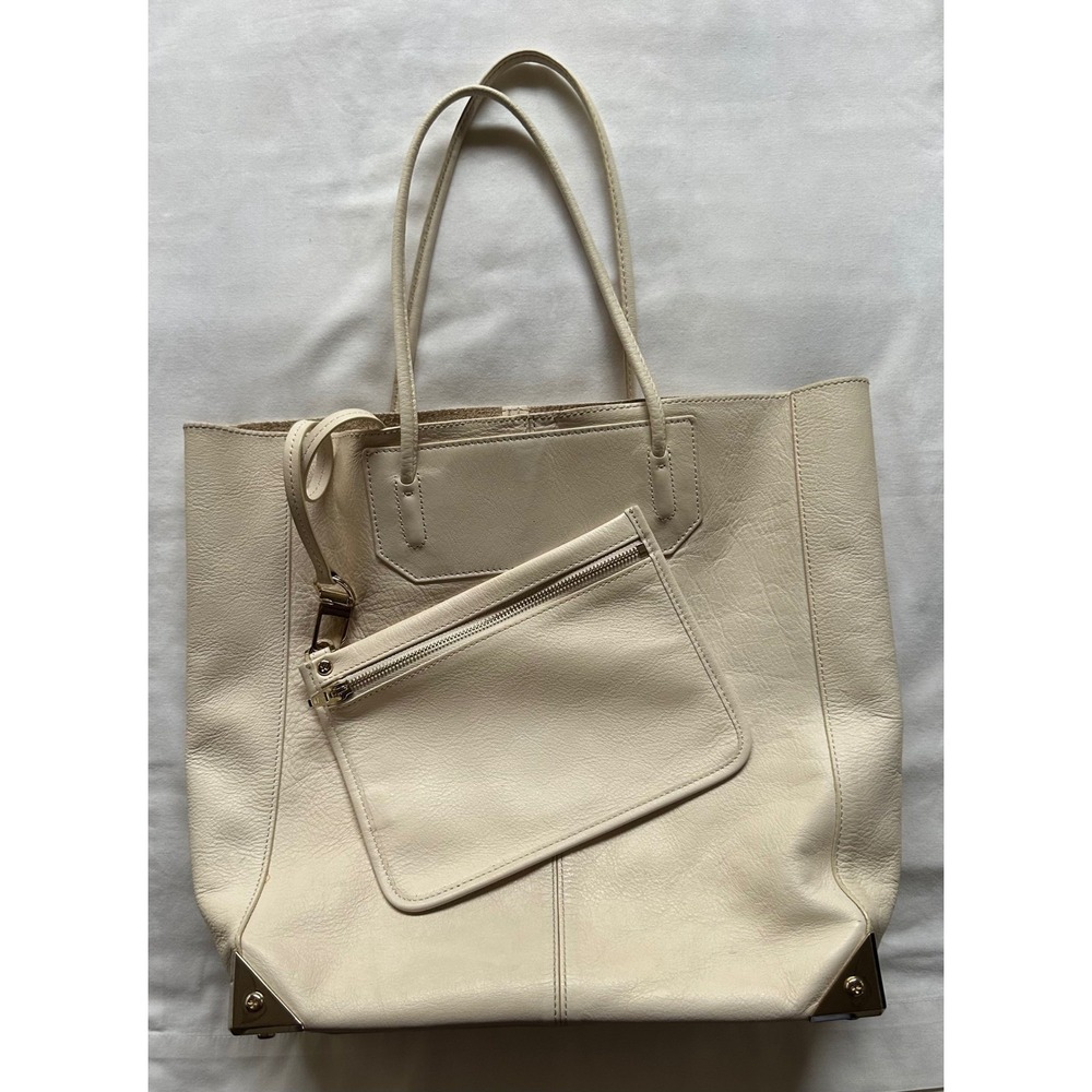 Alexander Wang Prisma Tote Bag Cream Leather Gold Hardware Large Shoulder‎ Bag L